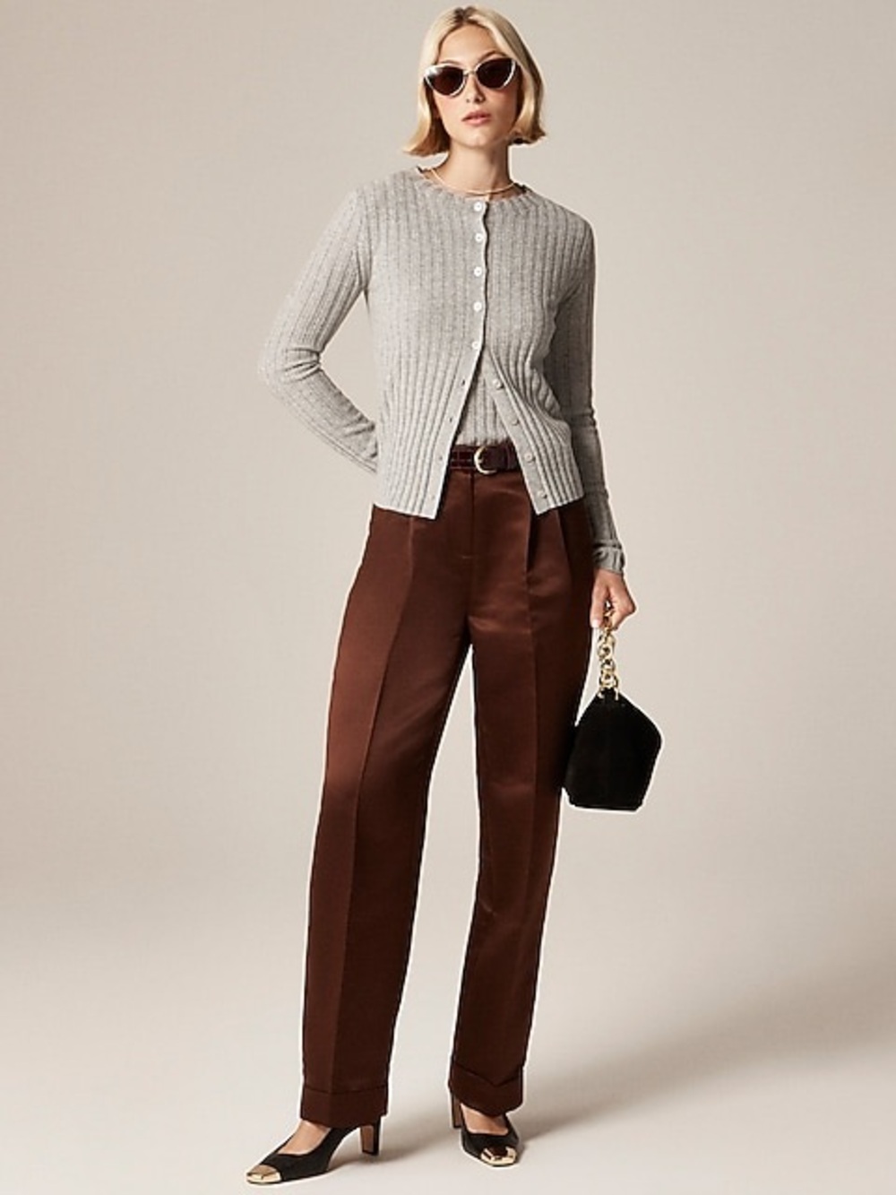 J.Crew 100% Cashmere Heather Gray Wide Ride Cardigan Size XS Minimalist Capsule